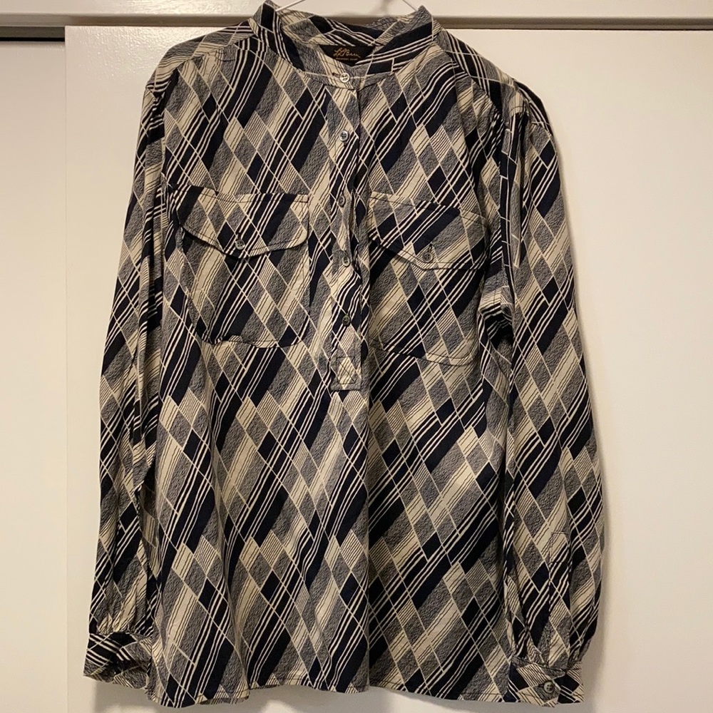 LL Bean 100% silk blouse- like new !
